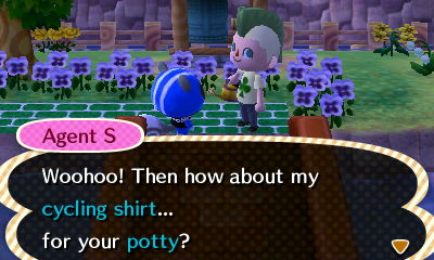 Agent S: Woohoo! Then how about my cycling shirt... for your potty?
