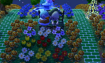 Sitting on the bench with Sprinkle.