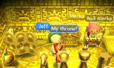 Merka sitting on the throne.