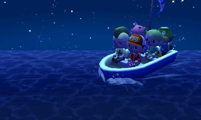 Riding the boat out to the island.