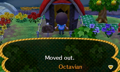 Sign on Octavian's house: Moved out.