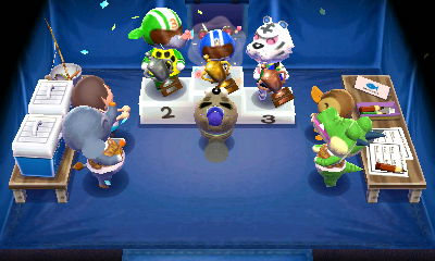 Agent S holds her trophy after winning the fishing tournament.