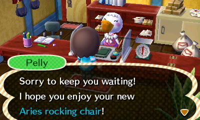 Pelly: Sorry to keep you waiting! I hope you enjoy your new Aries rocking chair!