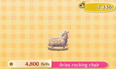 Aries rocking chair - 4,800 bells.