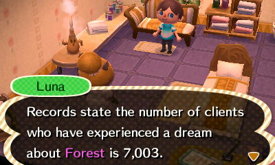 Luna: Records state the number of clients who have experienced a dream about Forest is 7,003.