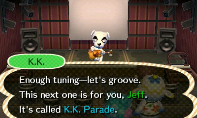 K.K.: Enough tuning--let's groove. This next one is for you, Jeff. It's called K.K. Parade.