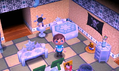 A blue-trim wall and diner tile.