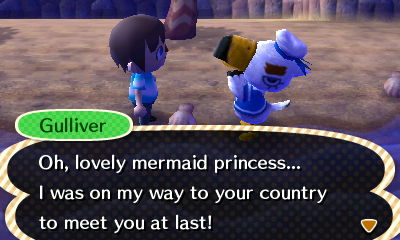Gulliver: Oh, lovely mermaid princess... I was on my way to your country to meet you at last!