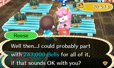 Reese: Well then...I could probably part with 243,000 bells for all of it, if that sounds OK with you?