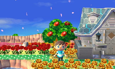 Cherry blossom petals falling from the sky.