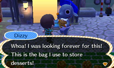 Dizzy: Whoa! I was looking forever for this! This is the bag I use to store desserts!
