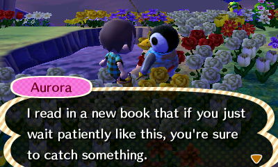Aurora: I read in a book that if you just wait patiently like this, you're sure to catch something.