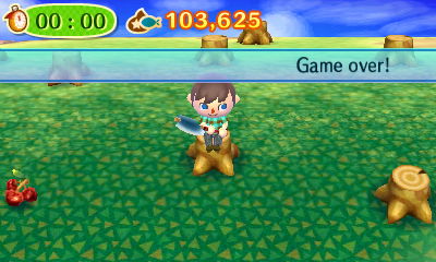 Sitting on a tree stump.