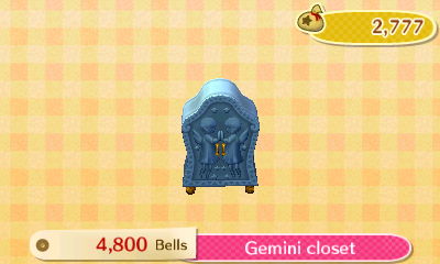 Gemini closet - 4,800 bells.