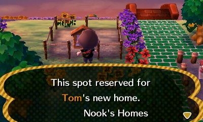 Sign: This spot reserved for Tom's new home. -Nook's Homes