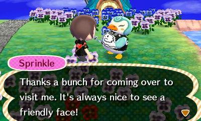 Sprinkle: Thanks a bunch for coming over to visit me. It's always nice to see a friendly face!