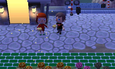 Merka reacts to being hit by beans.