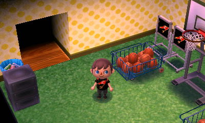 Dotted wall and backyard lawn.