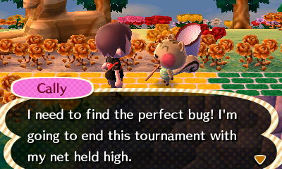 Cally: I need to find the perfect bug! I'm going to end this tournament with my net held high.