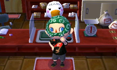 Trying on the headkerchief in New Leaf.