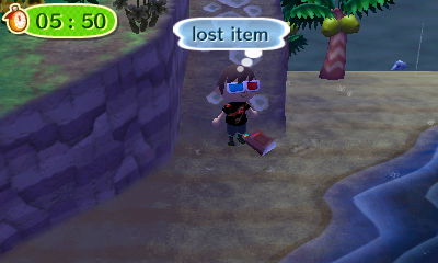 Finding a lost item on the beach near the ramp.