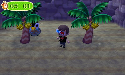 Aurora hiding behind a banana tree.