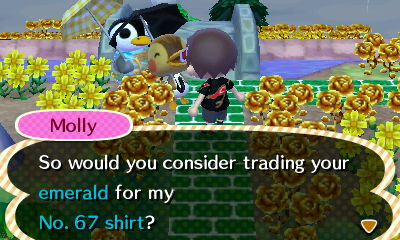 Aurora: So would you consider trading your emerald for my No. 67 shirt?