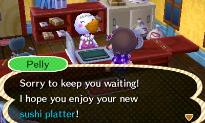 Pelly: Sorry to keep you waiting! I hope you enjoy your new sushi platter!
