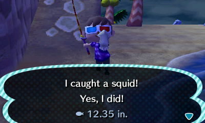 I caught a squid! Yes, I did!