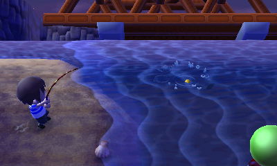 Me fishing as a balloon floats by.