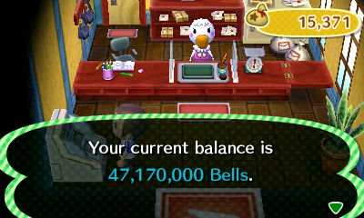 Your current balance is 47,170,000 bells.