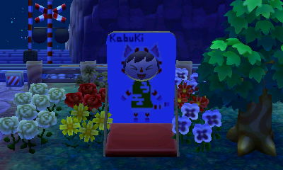 A Kabuki design on my face-cutout standee.