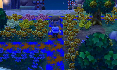 Blue and orange Splatoon ink splotch path.