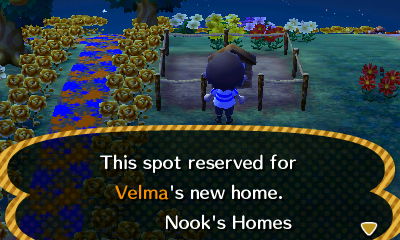 This spot reserved for Velma's new home. -Nook's Homes