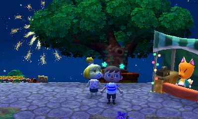 Me watching fireworks while wearing a flower bopper.