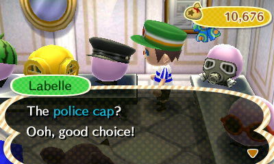 Labelle: The police cap? Ooh, good choice!