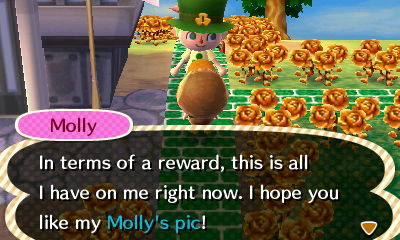 Molly: In terms of a reward, this is all I have on me right now. I hope you like my Molly's pic!