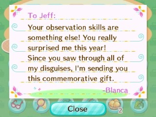 To Jeff: Your observation skills are something else! I'm sending you this commemorative gift. -Blanca