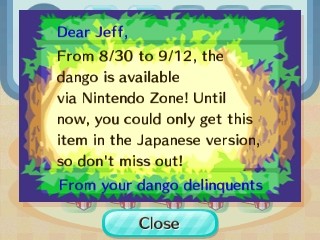 From 8/30 to 9/12, the dango is available via Nintendo Zone!