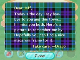 Drago's goodbye letter.