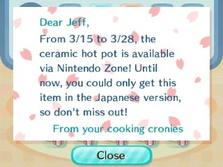 From 3/15 to 3/28, the ceramic hot pot is available via Nintendo Zone!