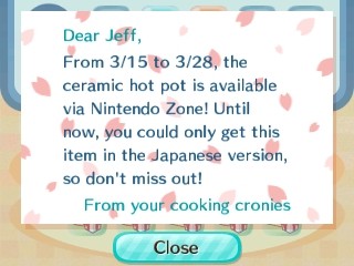 From 3/15 to 3/28, the ceramic hot pot is available via Nintendo Zone!