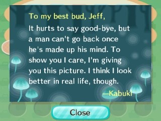 Kabuki's goodbye letter.
