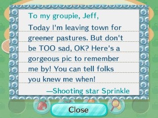 Sprinkle's goodbye letter.