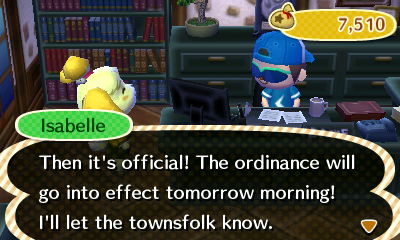 Isabelle: Then it's official! The ordinance will go into effect tomorrow morning!