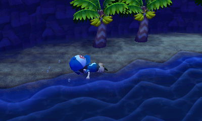 Falling on the beach.