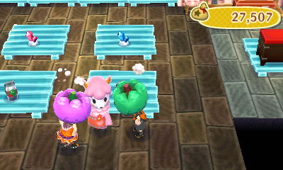 Two pumpkin heads getting angry at Reese.