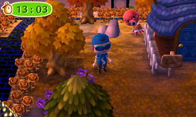 Octavian peeking out from behind a house.