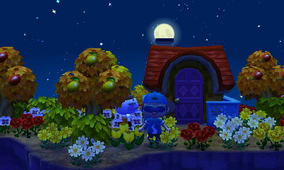 The moon appearing to come out of a chimney.