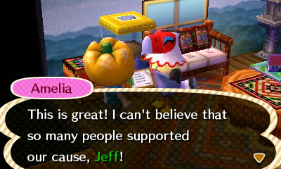 Amelia: This is great! I can't believe that so many people supported our cause, Jeff!